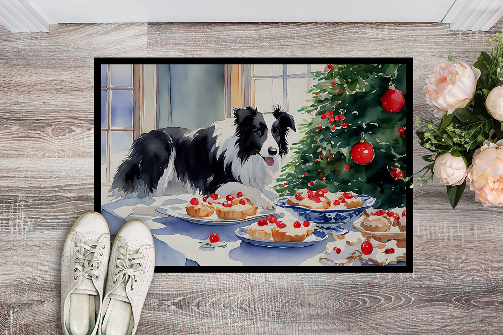 Border Collie Christmas Cookies Doormat Indoor Outdoor 24H X 36W Front Door Mat Rugs for Entryway, Non Slip Washable Low Pile,