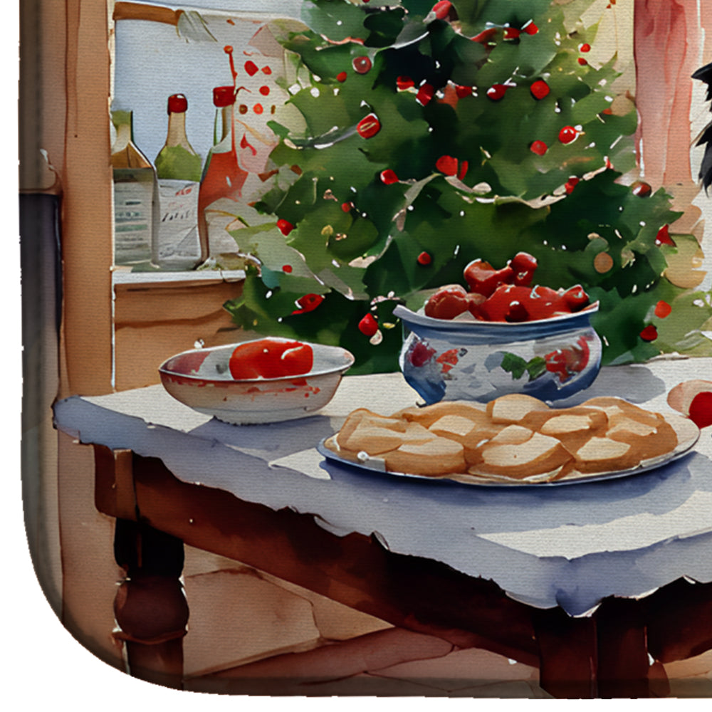 Border Collie Christmas Cookies Dish Drying Mat Absorbent Dish Drying Mat Pad for Kitchen Counter Dish Drainer Mat for Countertop, 14 x 21", Multicolor