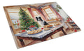 Border Collie Christmas Cookies Cutting Board Tempered Glass Kitchen Cutting Surface, Heat Resistant Chopping, Non-Slip Feet, Food Prep & Serving