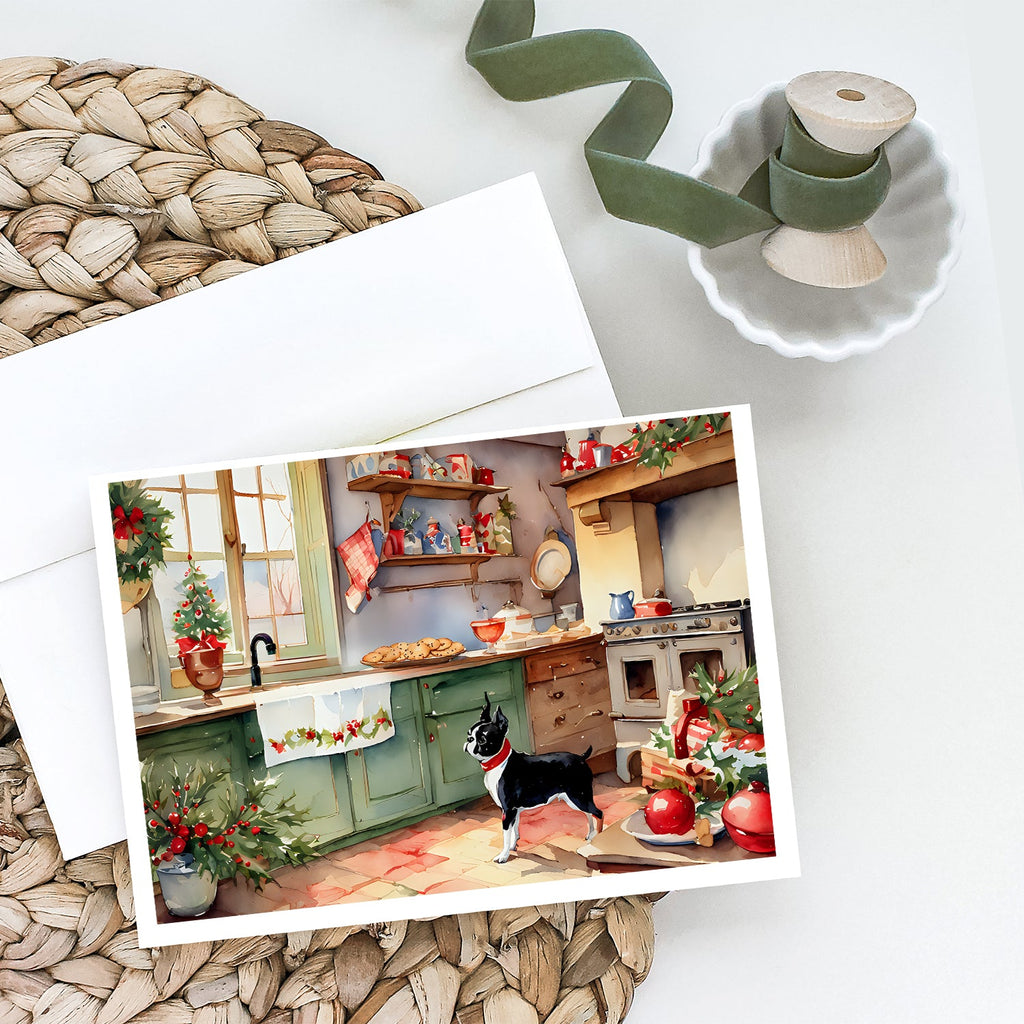Boston Terrier Christmas Cookies Greeting Cards Pack of 8 Blank Cards with Envelopes Whimsical A7 Size 5x7