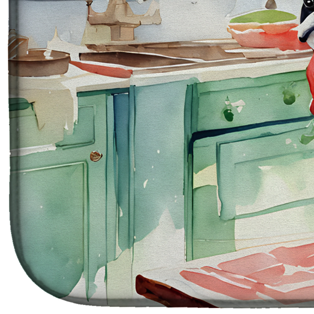 Boston Terrier Christmas Cookies Dish Drying Mat Absorbent Dish Drying Mat Pad for Kitchen Counter Dish Drainer Mat for Countertop, 14 x 21", Multicolor
