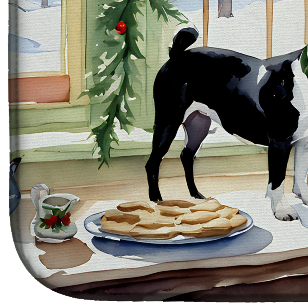 Boston Terrier Christmas Cookies Dish Drying Mat Absorbent Dish Drying Mat Pad for Kitchen Counter Dish Drainer Mat for Countertop, 14 x 21", Multicolor
