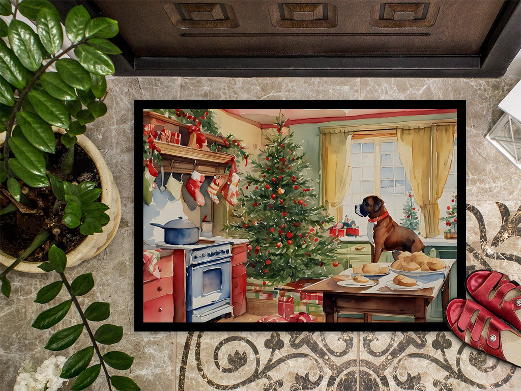 Boxer Christmas Cookies Doormat Indoor Outdoor 18H X 27W Front Door Mat Rugs for Entryway, Non Slip Washable
