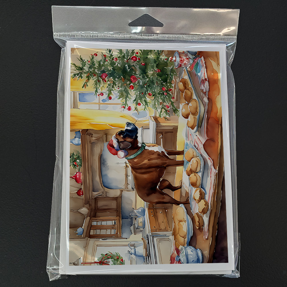Boxer Christmas Cookies Greeting Cards Pack of 8 Blank Cards with Envelopes Whimsical A7 Size 5x7