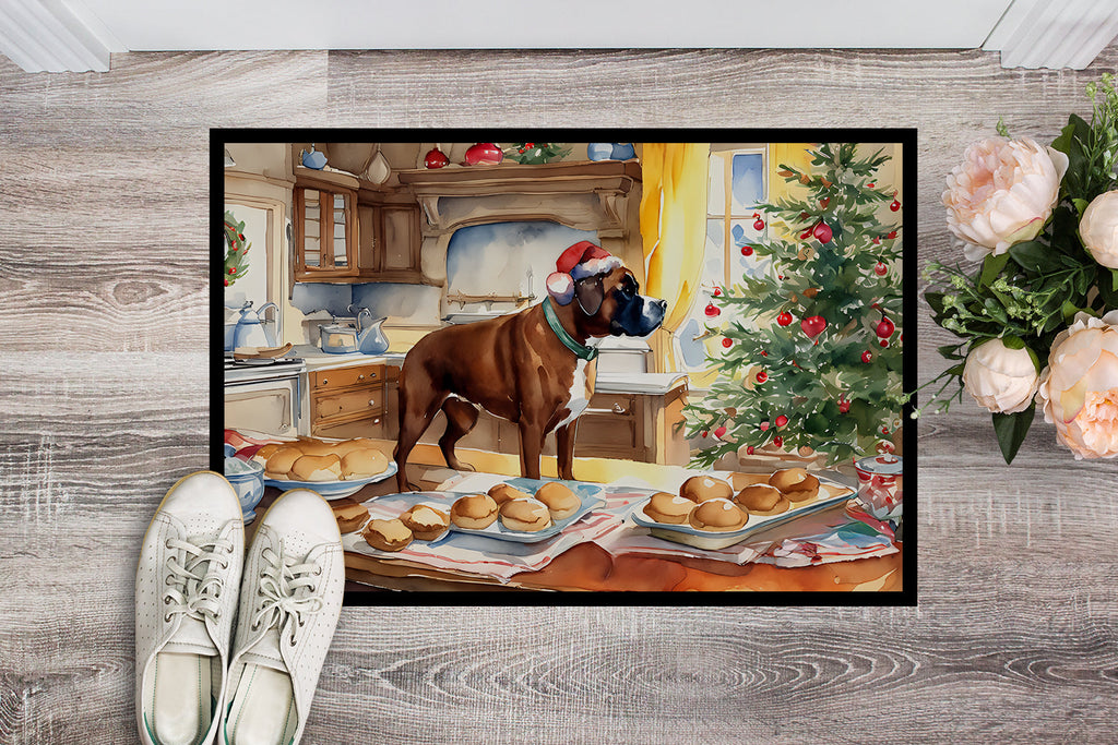 Boxer Christmas Cookies Doormat Indoor Outdoor 24H X 36W Front Door Mat Rugs for Entryway, Non Slip Washable Low Pile,