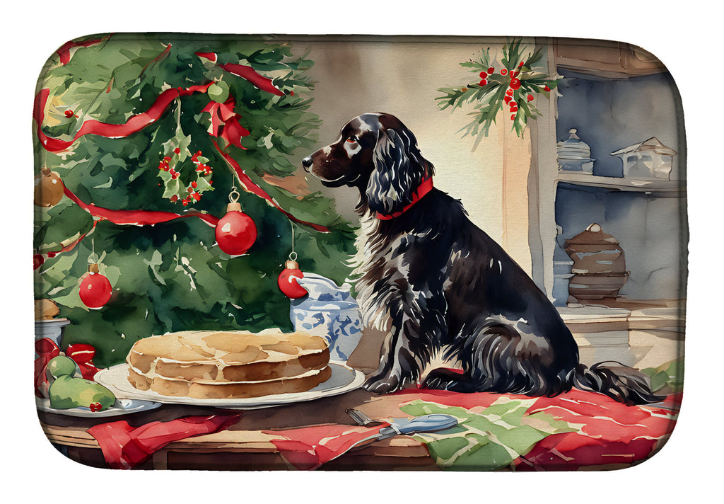 Boykin Spaniel Christmas Cookies Dish Drying Mat Absorbent Dish Drying Mat Pad for Kitchen Counter Dish Drainer Mat for Countertop, 14 x 21", Multicolor