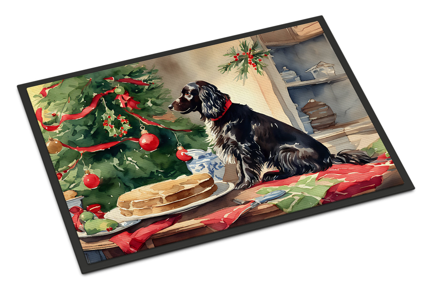 Boykin Spaniel Christmas Cookies Doormat Indoor Outdoor 18H X 27W Front Door Mat Rugs for Entryway, Non Slip Washable