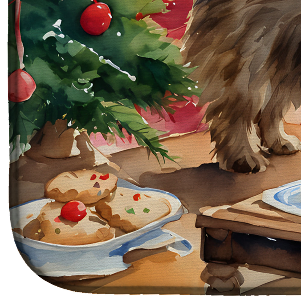 Cairn Terrier Christmas Cookies Dish Drying Mat Absorbent Dish Drying Mat Pad for Kitchen Counter Dish Drainer Mat for Countertop, 14 x 21", Multicolor