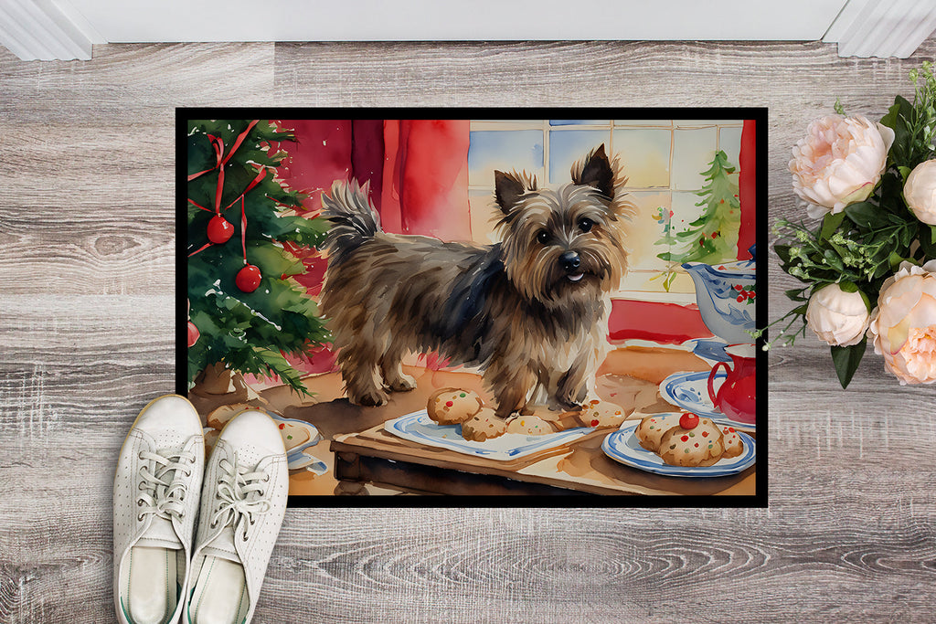 Cairn Terrier Christmas Cookies Doormat Indoor Outdoor 18H X 27W Front Door Mat Rugs for Entryway, Non Slip Washable