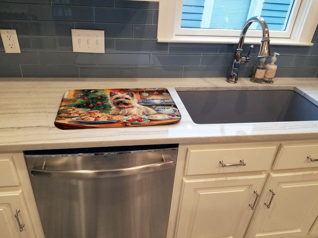 Cairn Terrier Christmas Cookies Dish Drying Mat Absorbent Dish Drying Mat Pad for Kitchen Counter Dish Drainer Mat for Countertop, 14 x 21", Multicolor