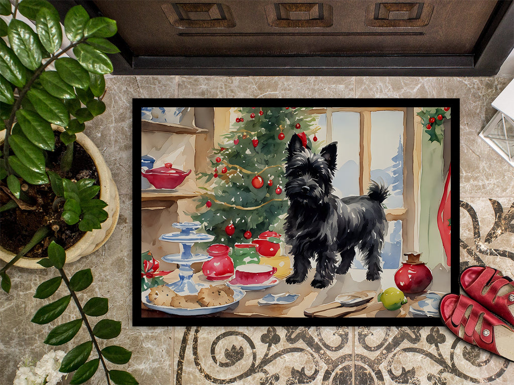 Cairn Terrier Christmas Cookies Doormat Indoor Outdoor 18H X 27W Front Door Mat Rugs for Entryway, Non Slip Washable