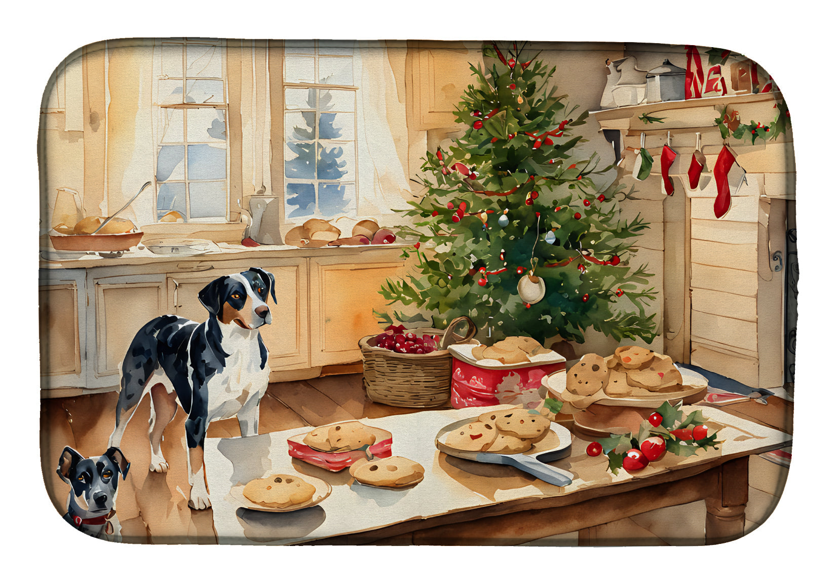 Catahoula Christmas Cookies Dish Drying Mat Absorbent Dish Drying Mat Pad for Kitchen Counter Dish Drainer Mat for Countertop, 14 x 21", Multicolor