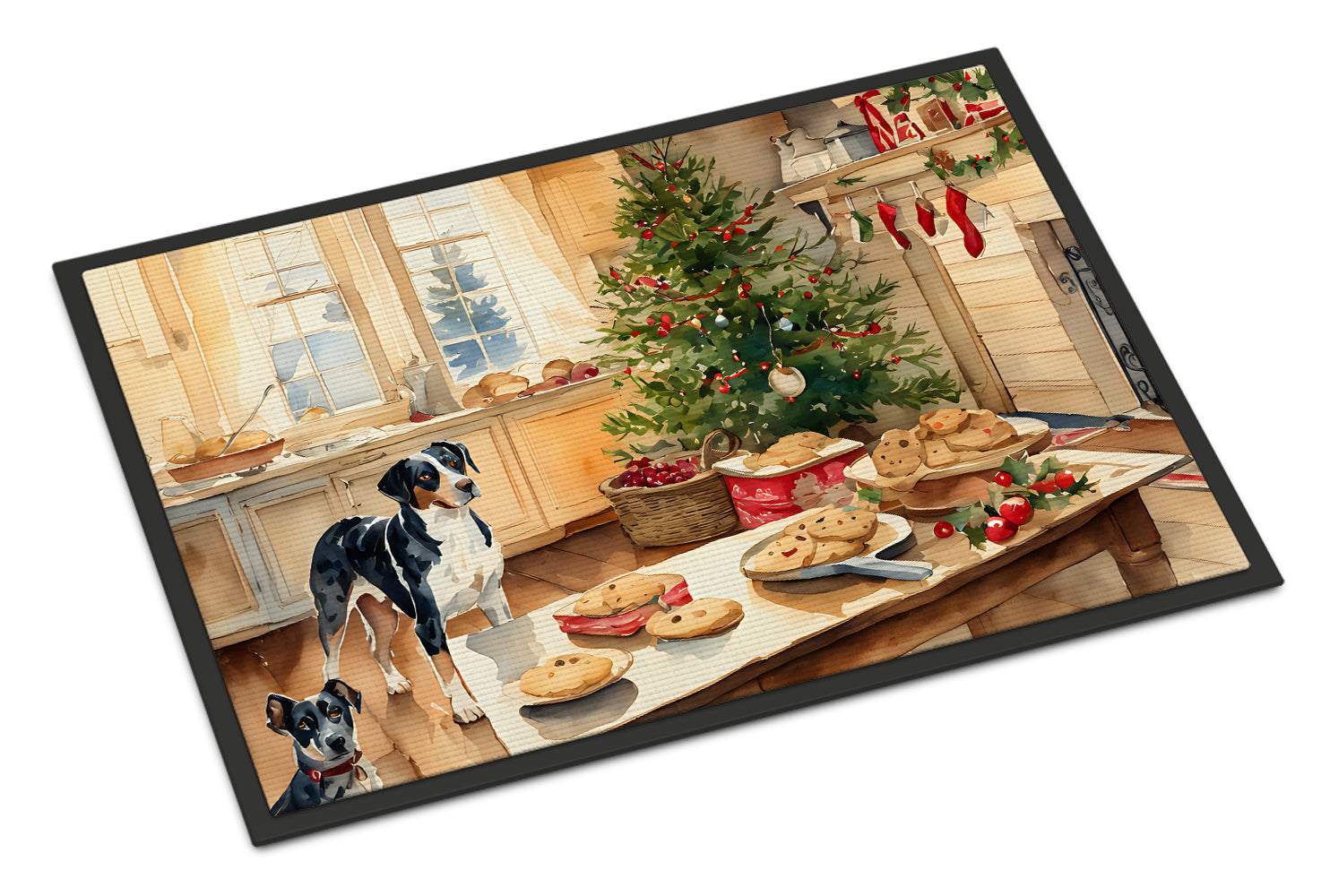 Catahoula Christmas Cookies Doormat Indoor Outdoor 24H X 36W Front Door Mat Rugs for Entryway, Non Slip Washable Low Pile,