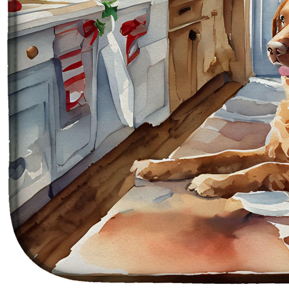 Chesapeake Bay Retriever Christmas Cookies Dish Drying Mat Absorbent Dish Drying Mat Pad for Kitchen Counter Dish Drainer Mat for Countertop, 14 x 21", Multicolor