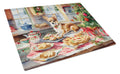 Chihuahua Christmas Cookies Cutting Board Tempered Glass Kitchen Cutting Surface, Heat Resistant Chopping, Non-Slip Feet, Food Prep & Serving