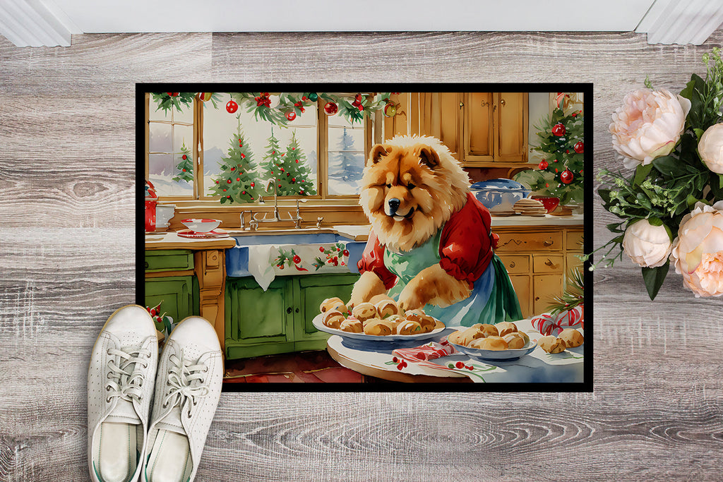 Chow Chow Christmas Cookies Doormat Indoor Outdoor 18H X 27W Front Door Mat Rugs for Entryway, Non Slip Washable