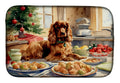 Cocker Spaniel Christmas Cookies Dish Drying Mat Absorbent Dish Drying Mat Pad for Kitchen Counter Dish Drainer Mat for Countertop, 14 x 21", Multicolor
