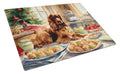 Cocker Spaniel Christmas Cookies Cutting Board Tempered Glass Kitchen Cutting Surface, Heat Resistant Chopping, Non-Slip Feet, Food Prep & Serving