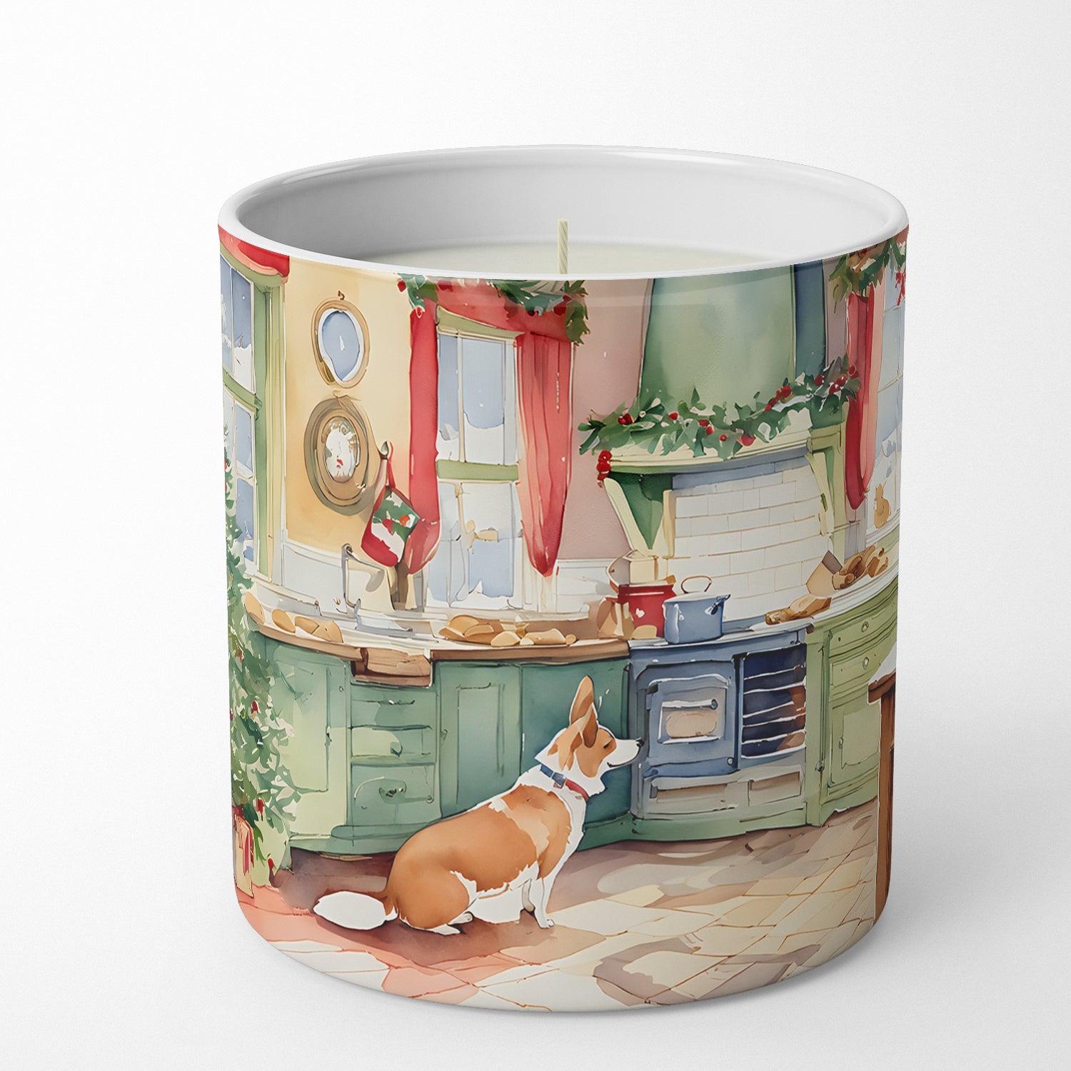 Corgi Christmas Cookies Decorative Soy Candle Nature Soy Wax Essential Oil Home Decor Ideal for Bedroom Kitchen Bath Office Gift, 10 oz