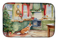 Corgi Christmas Cookies Dish Drying Mat Absorbent Dish Drying Mat Pad for Kitchen Counter Dish Drainer Mat for Countertop, 14 x 21", Multicolor