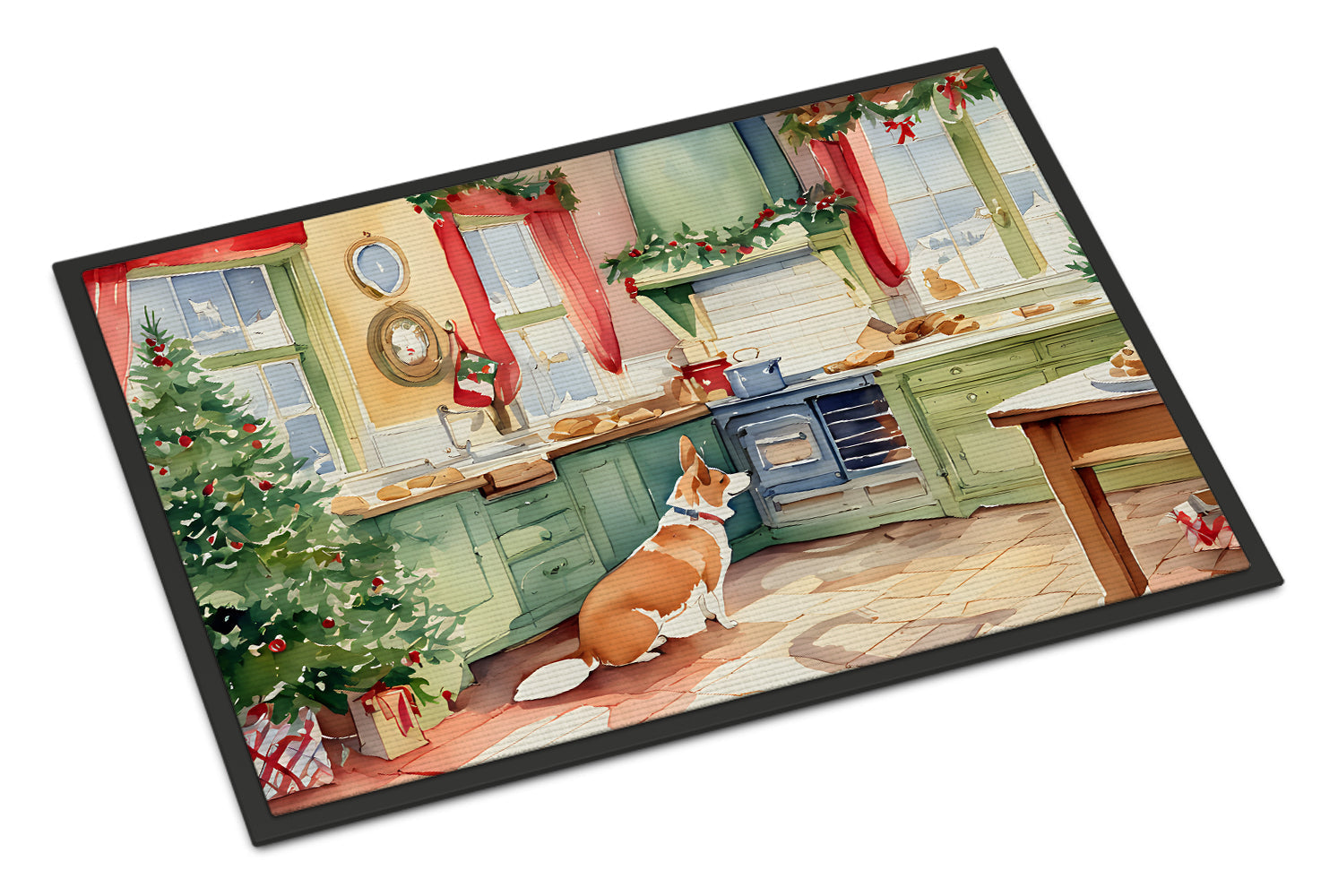 Corgi Christmas Cookies Doormat Indoor Outdoor 24H X 36W Front Door Mat Rugs for Entryway, Non Slip Washable Low Pile,
