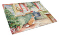 Corgi Christmas Cookies Cutting Board Tempered Glass Kitchen Cutting Surface, Heat Resistant Chopping, Non-Slip Feet, Food Prep & Serving
