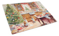 Corgi Christmas Cookies Cutting Board Tempered Glass Kitchen Cutting Surface, Heat Resistant Chopping, Non-Slip Feet, Food Prep & Serving