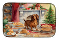 Dachshund Christmas Cookies Dish Drying Mat Absorbent Dish Drying Mat Pad for Kitchen Counter Dish Drainer Mat for Countertop, 14 x 21", Multicolor