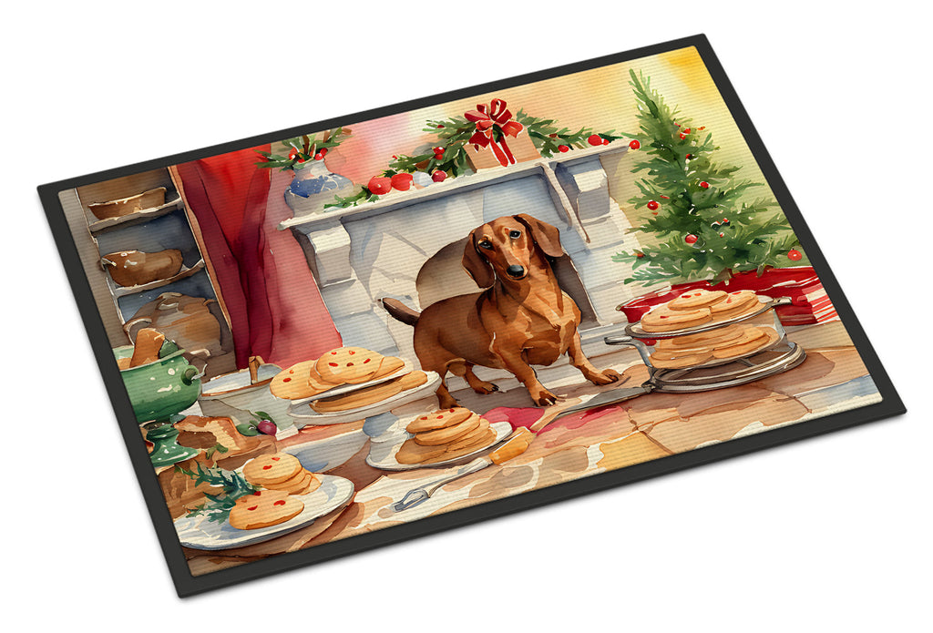 Dachshund Christmas Cookies Doormat Indoor Outdoor 24H X 36W Front Door Mat Rugs for Entryway, Non Slip Washable Low Pile,