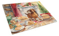 Dachshund Christmas Cookies Cutting Board Tempered Glass Kitchen Cutting Surface, Heat Resistant Chopping, Non-Slip Feet, Food Prep & Serving