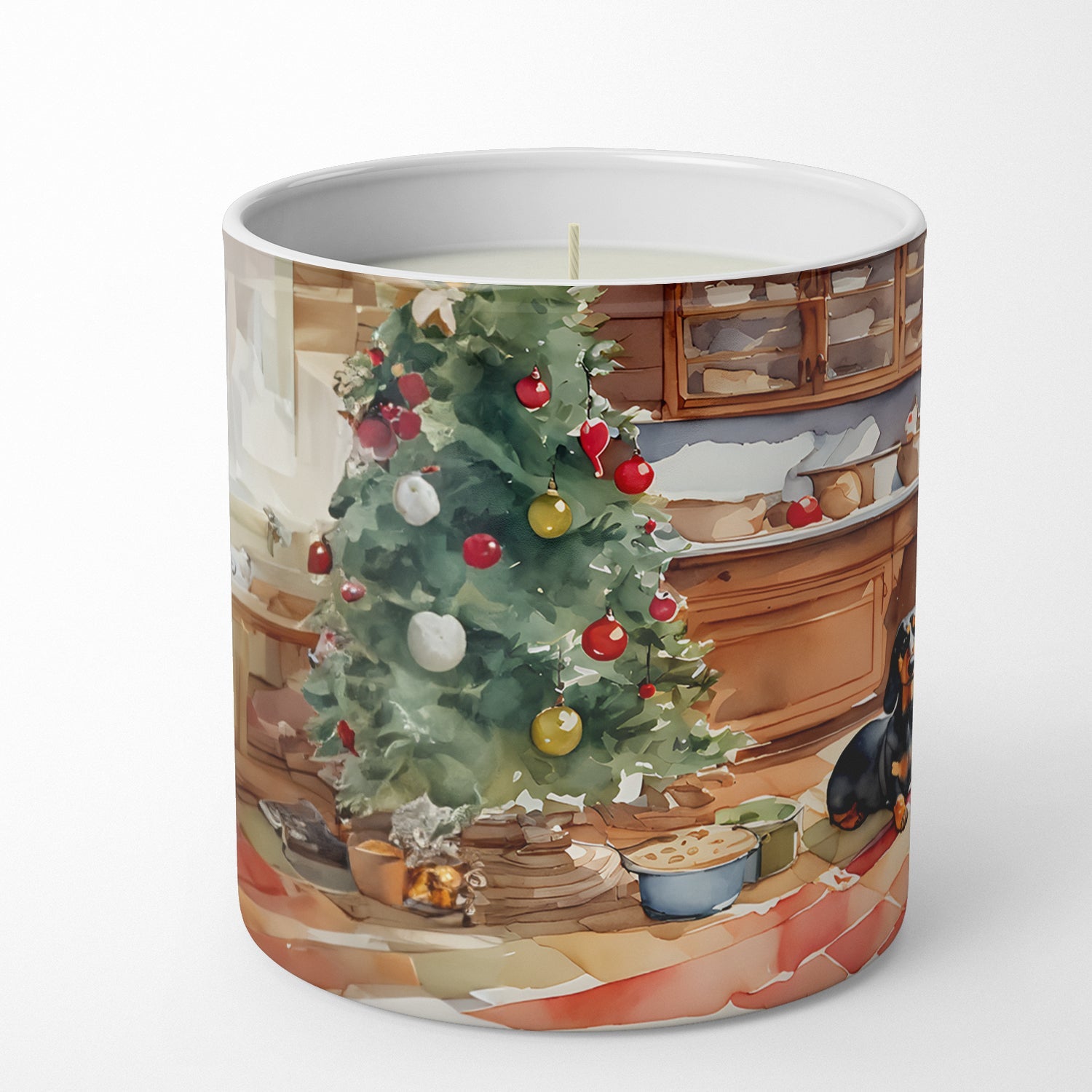 Dachshund Christmas Cookies Decorative Soy Candle Nature Soy Wax Essential Oil Home Decor Ideal for Bedroom Kitchen Bath Office Gift, 10 oz