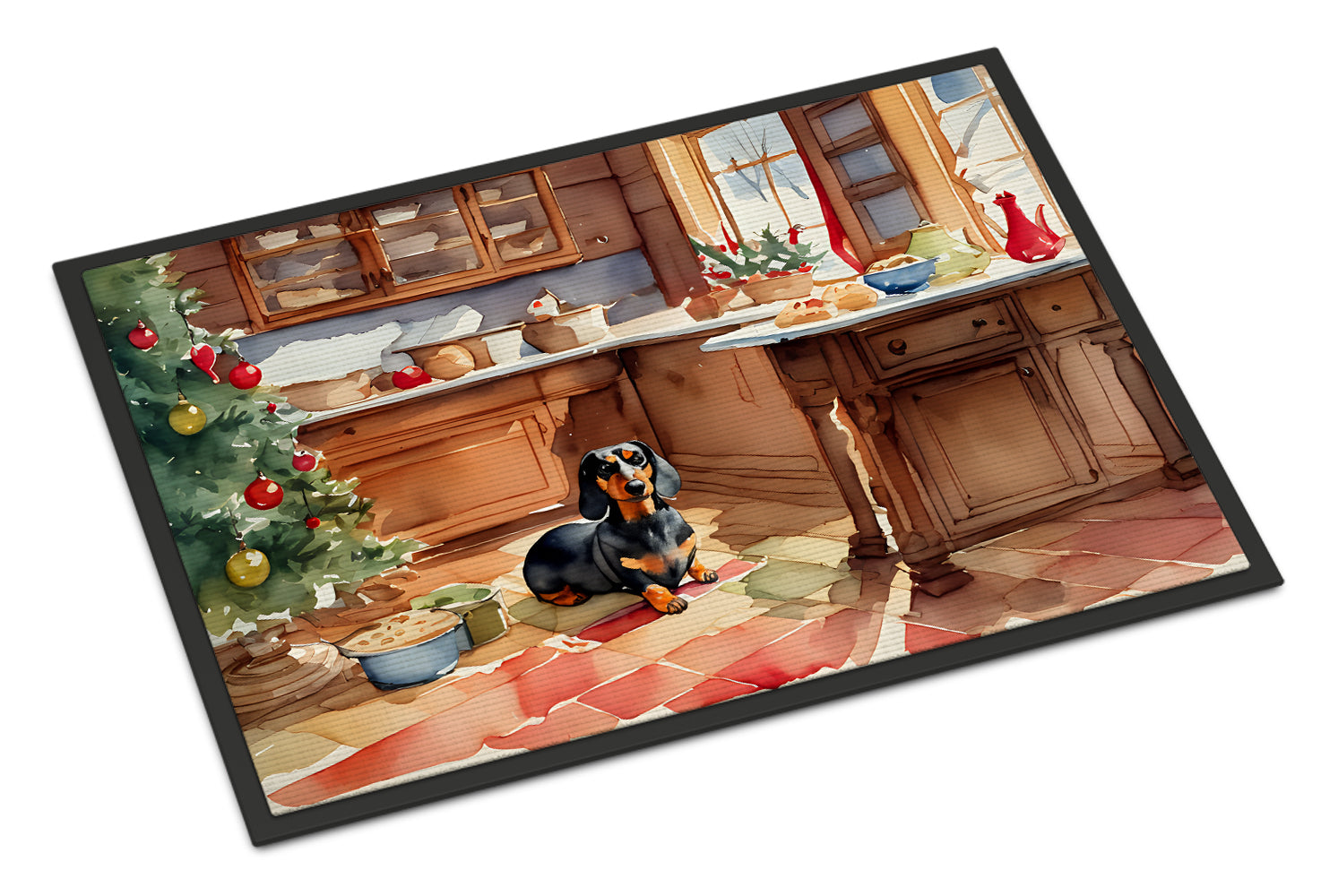 Dachshund Christmas Cookies Doormat Indoor Outdoor 24H X 36W Front Door Mat Rugs for Entryway, Non Slip Washable Low Pile,