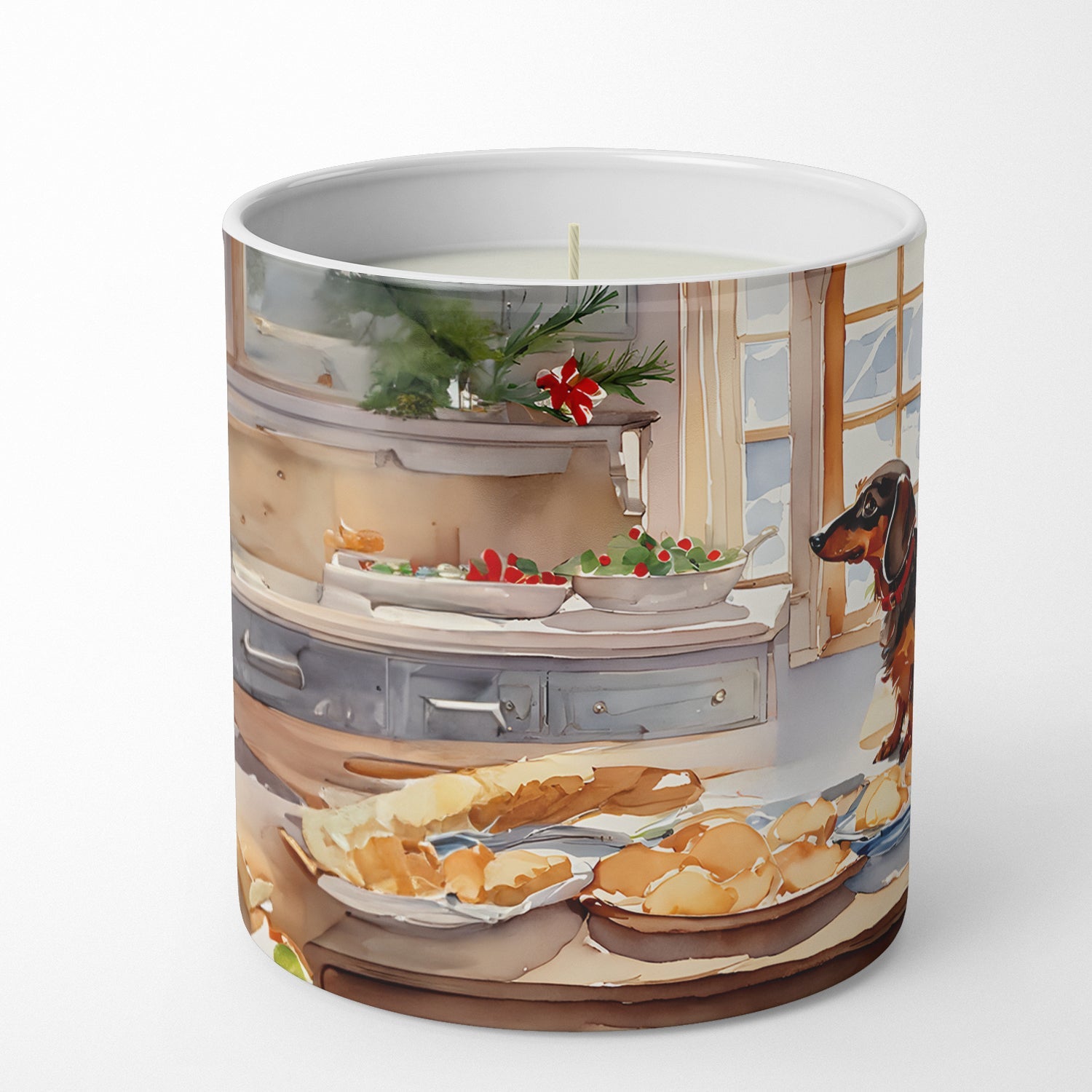 Dachshund Christmas Cookies Decorative Soy Candle Nature Soy Wax Essential Oil Home Decor Ideal for Bedroom Kitchen Bath Office Gift, 10 oz