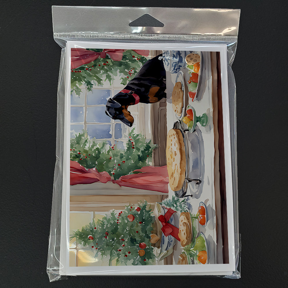 Doberman Pinscher Christmas Cookies Greeting Cards Pack of 8 Blank Cards with Envelopes Whimsical A7 Size 5x7