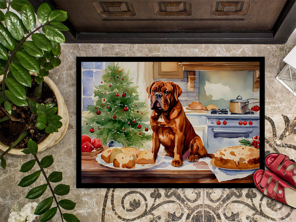 Dogue de Bordeaux Christmas Cookies Doormat Indoor Outdoor 24H X 36W Front Door Mat Rugs for Entryway, Non Slip Washable Low Pile,