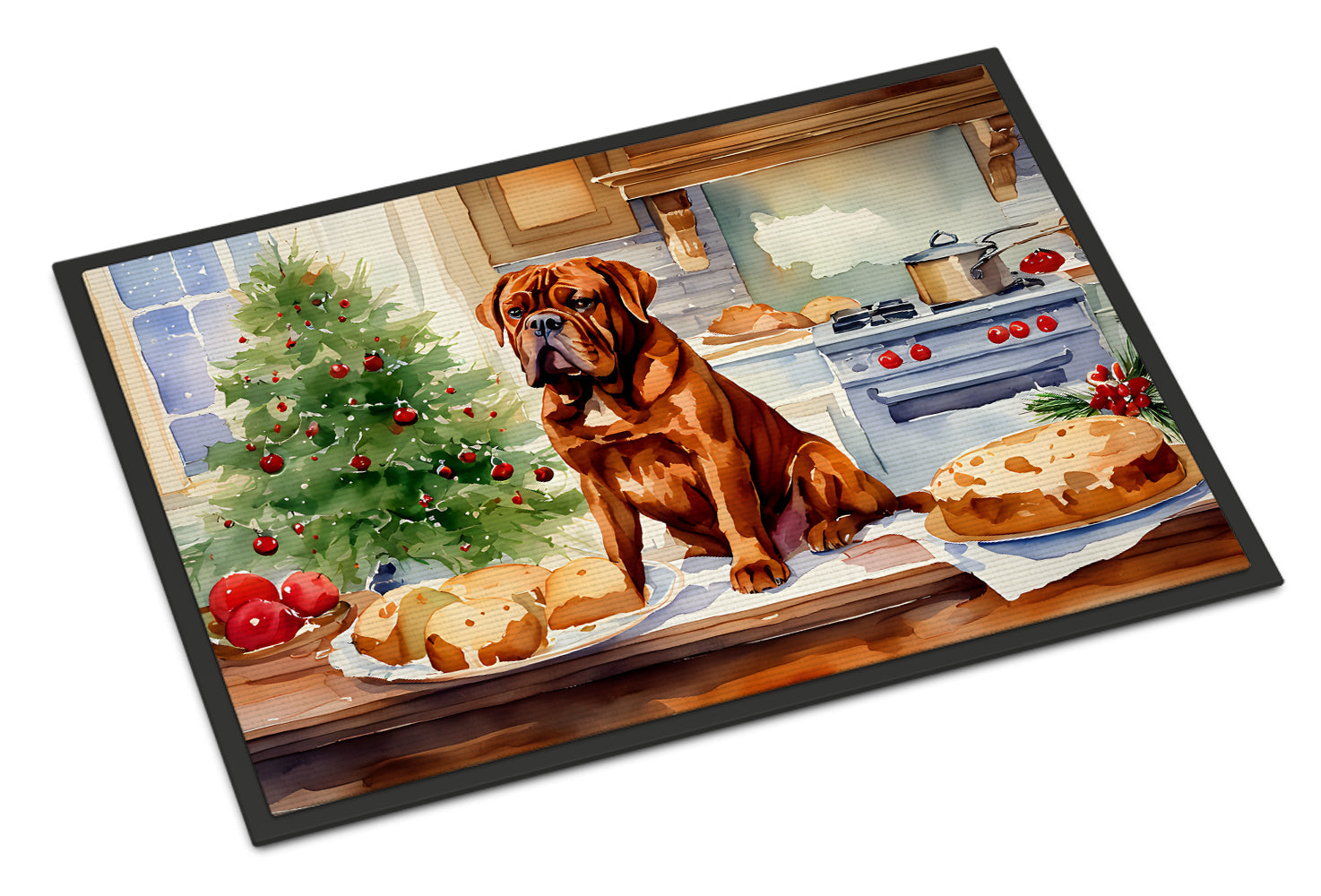 Dogue de Bordeaux Christmas Cookies Doormat Indoor Outdoor 18H X 27W Front Door Mat Rugs for Entryway, Non Slip Washable