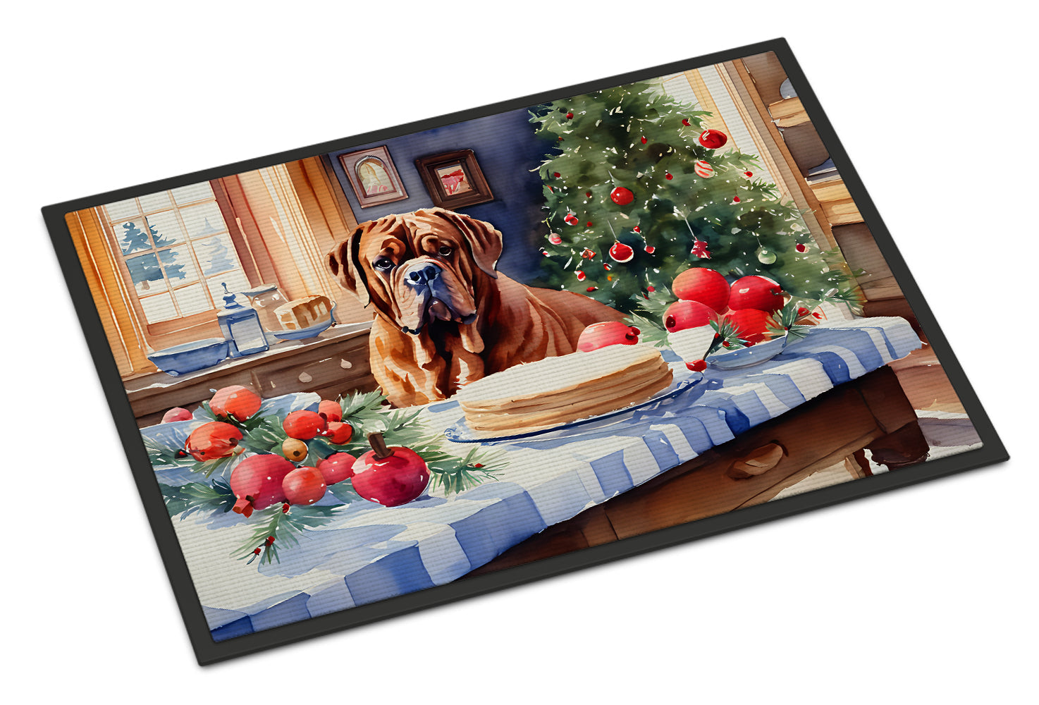 Dogue de Bordeaux Christmas Cookies Doormat Indoor Outdoor 18H X 27W Front Door Mat Rugs for Entryway, Non Slip Washable