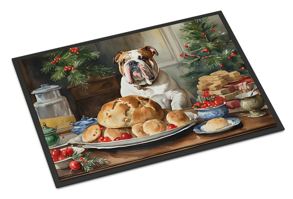 English Bulldog Christmas Cookies Doormat Indoor Outdoor 24H X 36W Front Door Mat Rugs for Entryway, Non Slip Washable Low Pile,