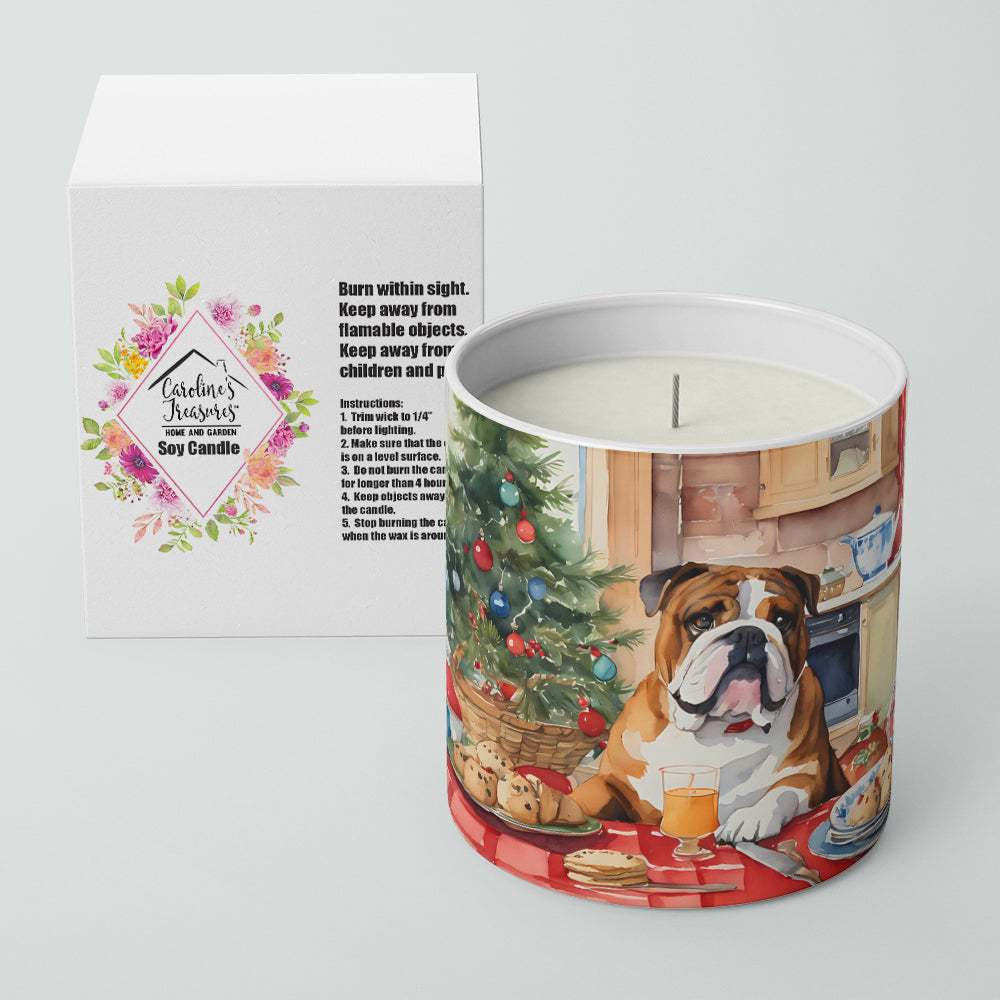 English Bulldog Christmas Cookies Decorative Soy Candle Nature Soy Wax Essential Oil Home Decor Ideal for Bedroom Kitchen Bath Office Gift, 10 oz
