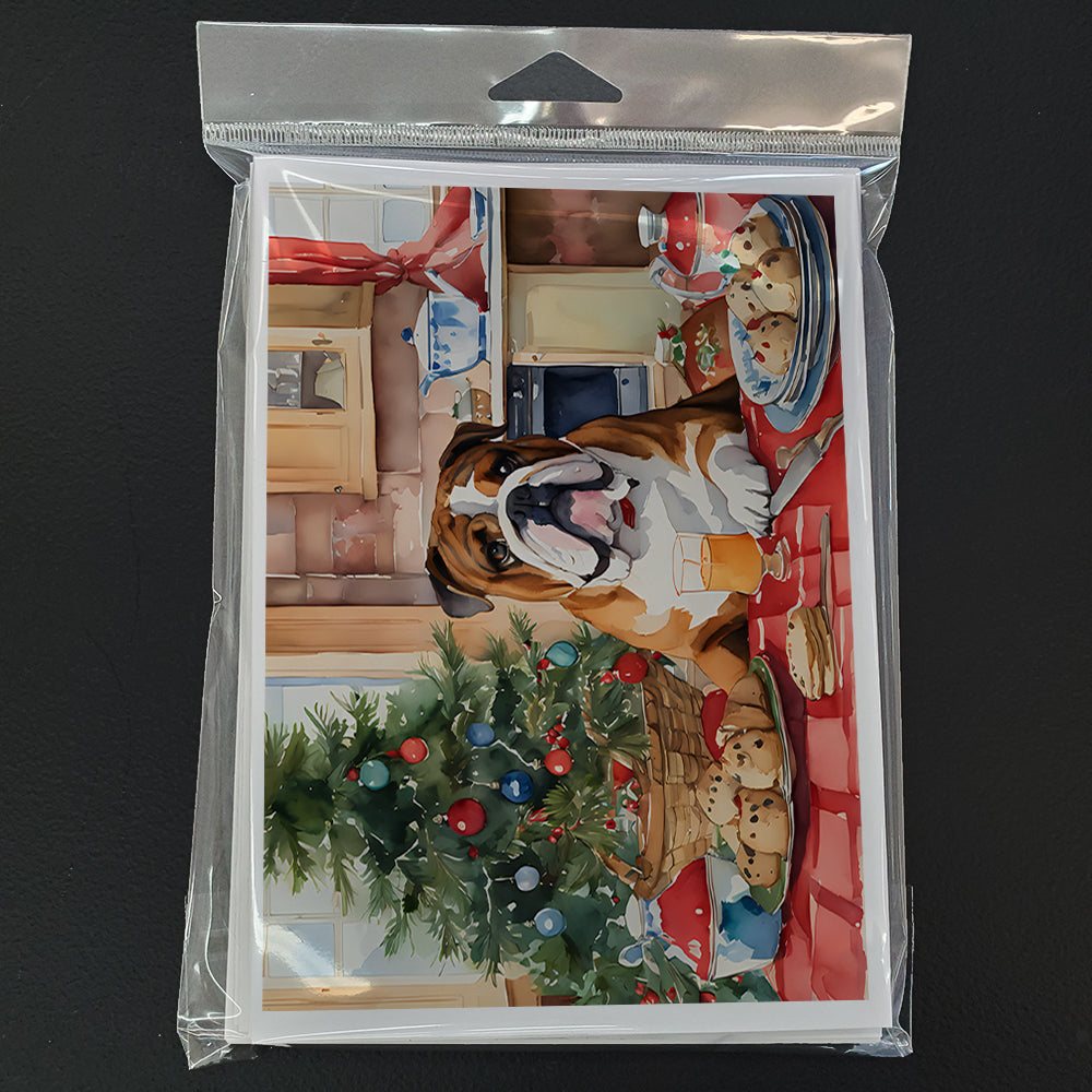 English Bulldog Christmas Cookies Greeting Cards Pack of 8 Blank Cards with Envelopes Whimsical A7 Size 5x7