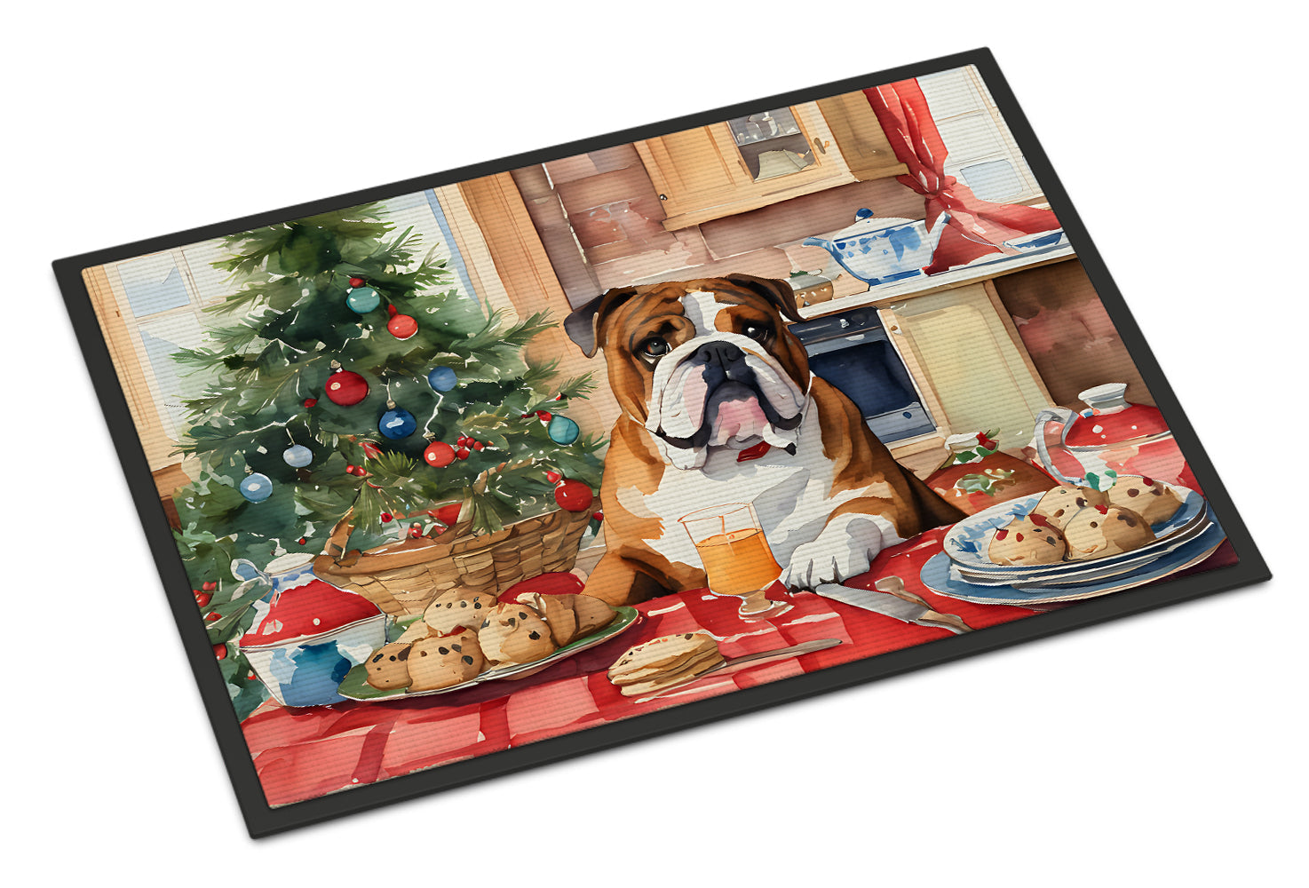English Bulldog Christmas Cookies Doormat Indoor Outdoor 24H X 36W Front Door Mat Rugs for Entryway, Non Slip Washable Low Pile,