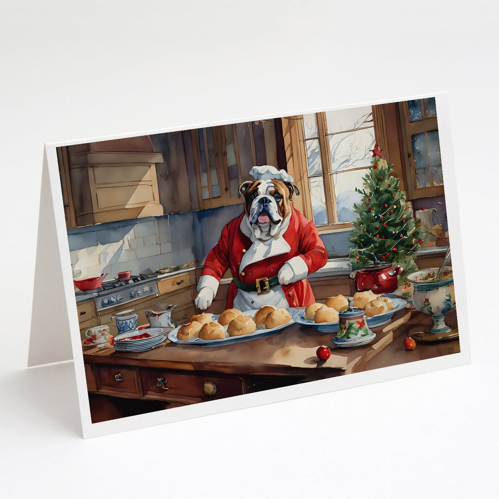 English Bulldog Christmas Cookies Greeting Cards Pack of 8 Blank Cards with Envelopes Whimsical A7 Size 5x7