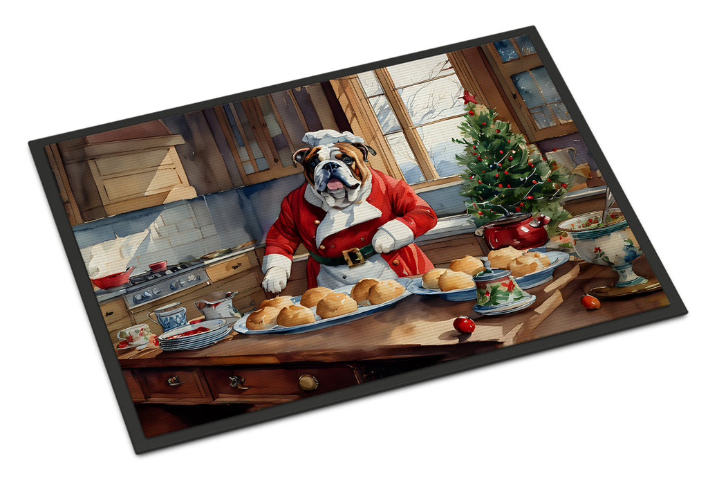 English Bulldog Christmas Cookies Doormat Indoor Outdoor 24H X 36W Front Door Mat Rugs for Entryway, Non Slip Washable Low Pile,