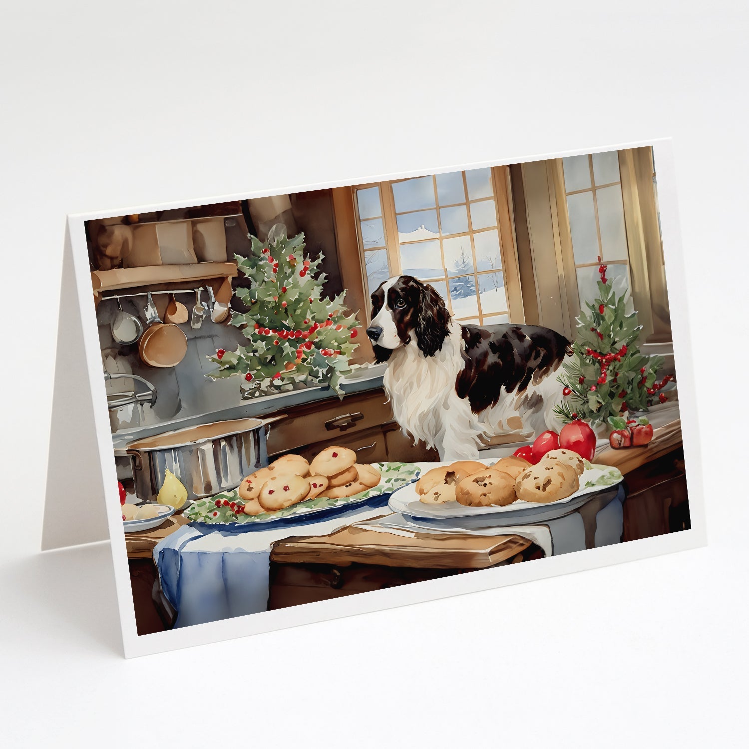 English Cocker Spaniel Christmas Cookies Greeting Cards Pack of 8 Blank Cards with Envelopes Whimsical A7 Size 5x7