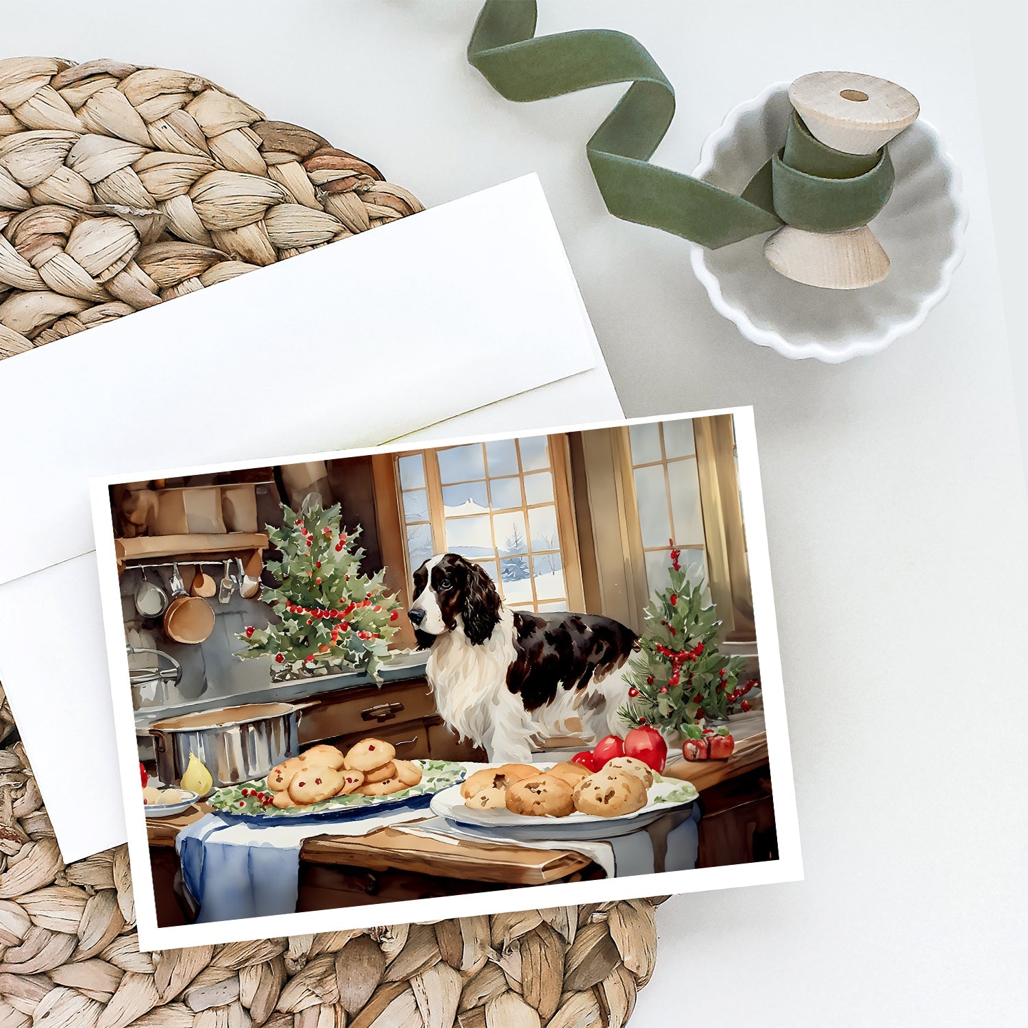 English Cocker Spaniel Christmas Cookies Greeting Cards Pack of 8 Blank Cards with Envelopes Whimsical A7 Size 5x7