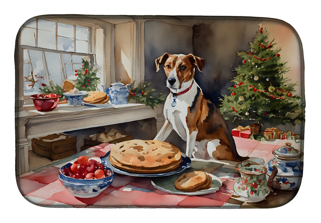 English Foxhound Christmas Cookies Dish Drying Mat Absorbent Dish Drying Mat Pad for Kitchen Counter Dish Drainer Mat for Countertop, 14 x 21", Multicolor