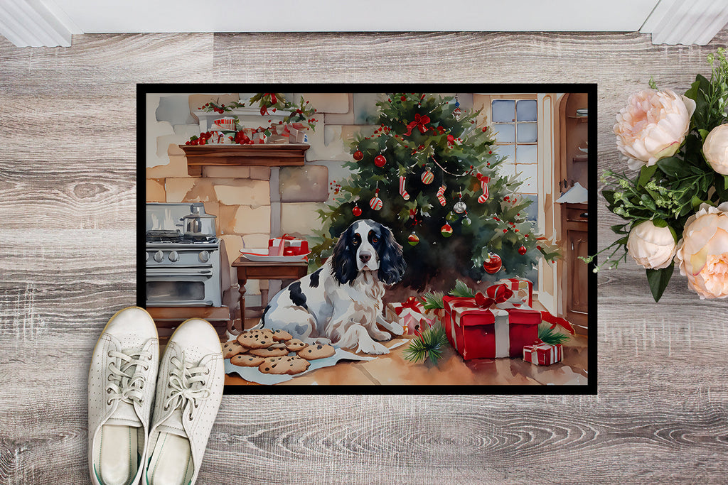 English Springer Spaniel Christmas Cookies Doormat Indoor Outdoor 18H X 27W Front Door Mat Rugs for Entryway, Non Slip Washable