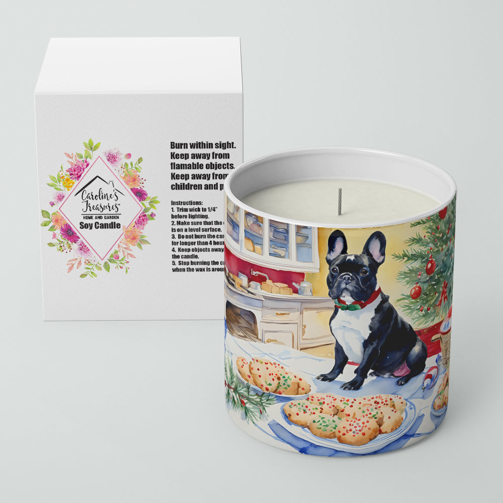 French Bulldog Christmas Cookies Decorative Soy Candle Nature Soy Wax Essential Oil Home Decor Ideal for Bedroom Kitchen Bath Office Gift, 10 oz