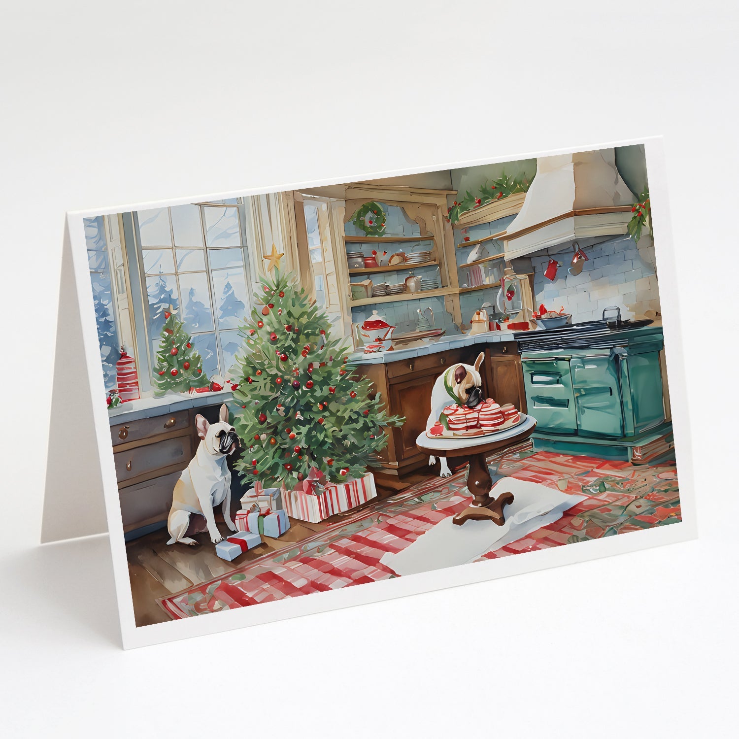 French Bulldog Christmas Cookies Greeting Cards Pack of 8 Blank Cards with Envelopes Whimsical A7 Size 5x7