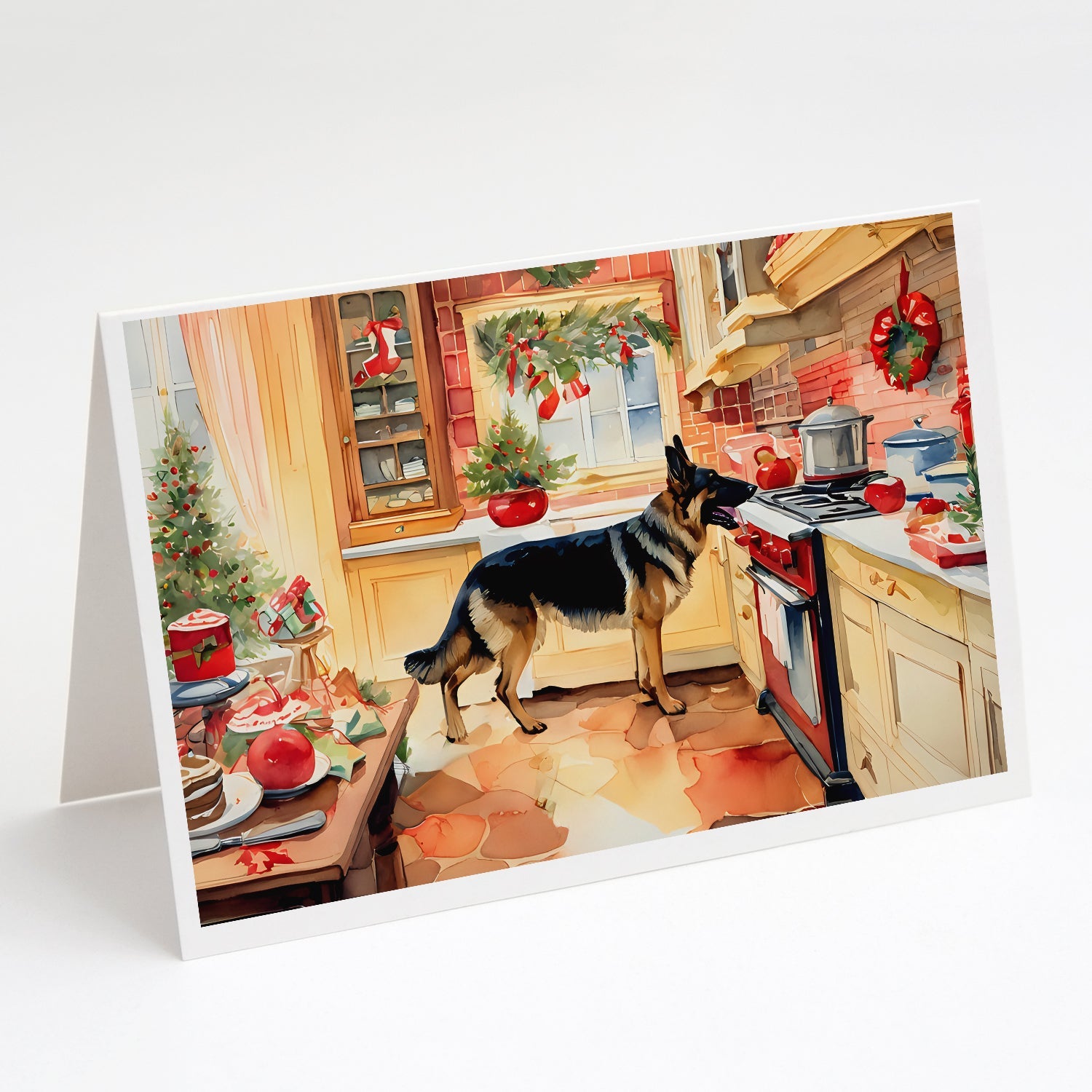 German Shepherd Christmas Cookies Greeting Cards Pack of 8 Blank Cards with Envelopes Whimsical A7 Size 5x7